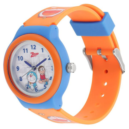 Zoop Doraemon White Dial Orange Strap Kids Analog Watch NT26013PP04