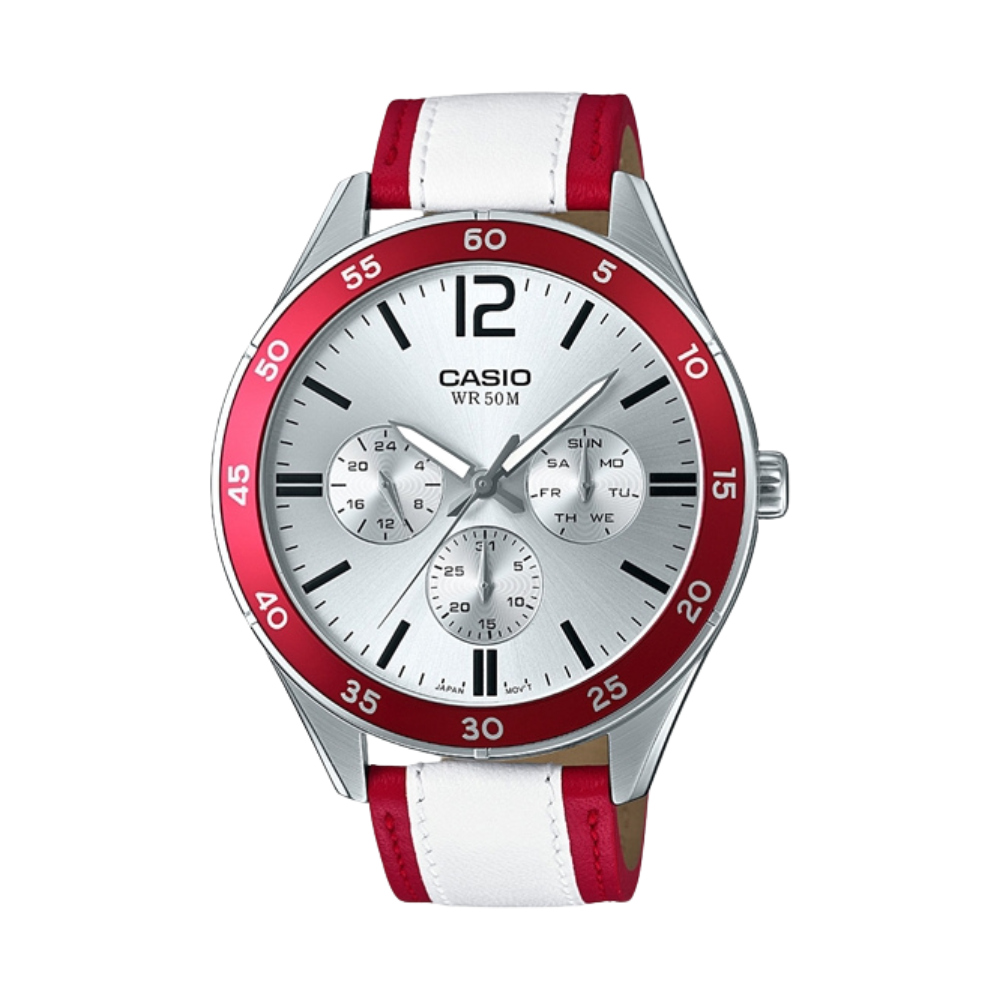 Casio White Leather Strap Watch MTP-E310L-4AV | 10535154