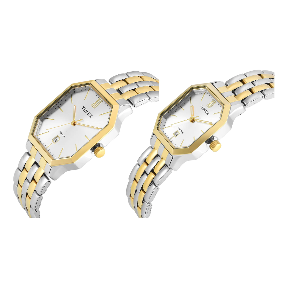 Timex Pair Silver Gold Unisex Watch TW00PR354