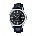 Casio Black Leather Strap Men's Watch MTS-100L-1AV | 10582961