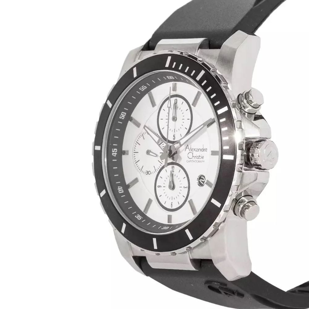 Alexandre Christie Gridline Chrono White Men's Watch 6141MCRSSSL