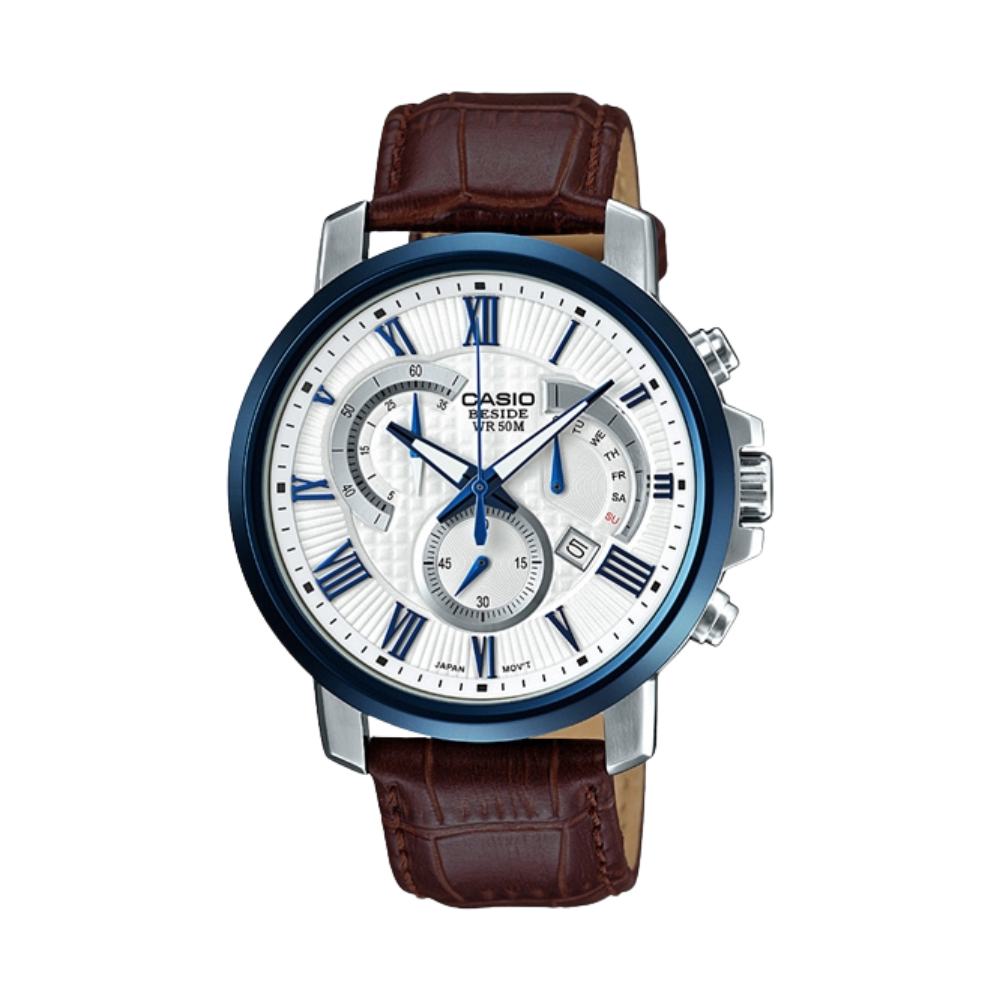 Casio Edifice Brown Leather Strap Men's Watch BEM-520BUL-7A3V | 10544725