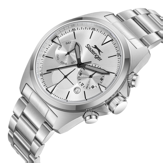 Slazenger Round Silver Dial Men's Metal Strap Watch Multifunction SL.09.2527.2.02