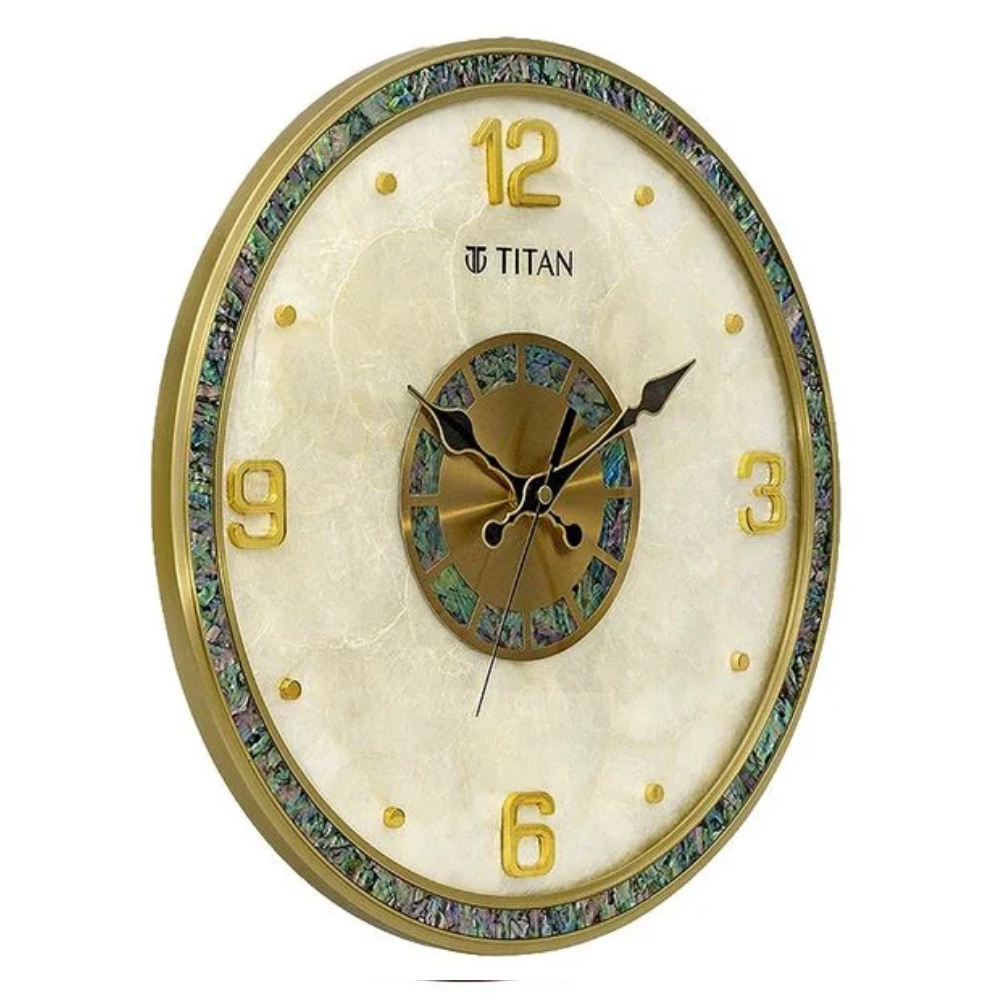 Titan Round Multi-Color Inlay Bezel Mother of Pearl Dial Wall Clock W0111MA01