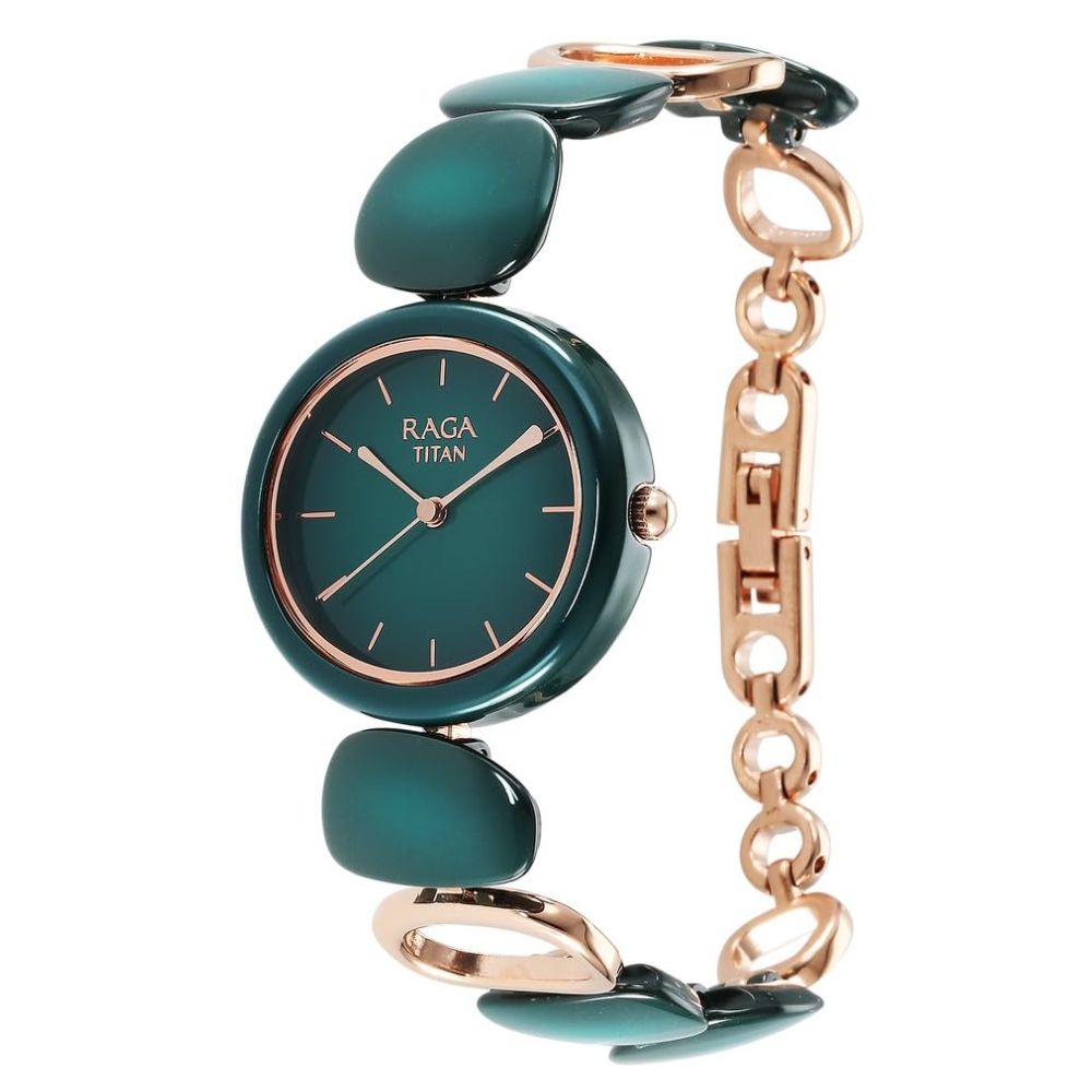 Titan Raga Ceramics Green Women's Watch 95146KD02