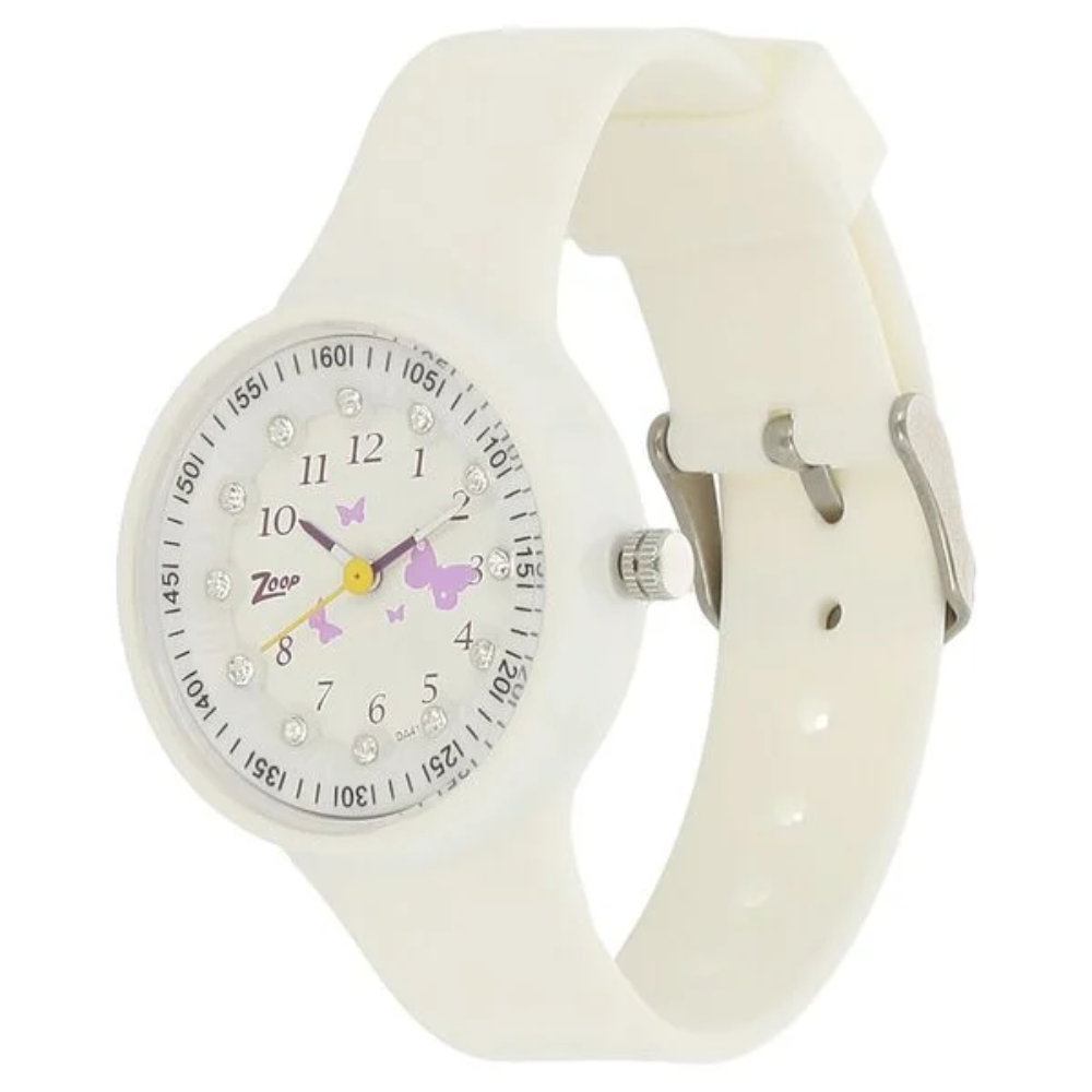 Zoop Analog White Dial White Strap Girls Kids Analog Watch C4038PP02