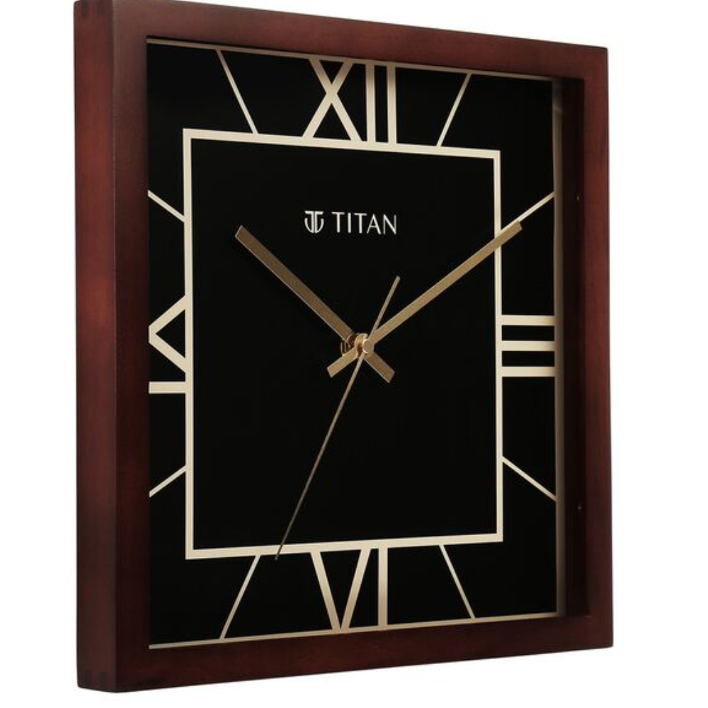 Titan Black & Timber Wooden Brown Dial Wall Clock W0090WA01