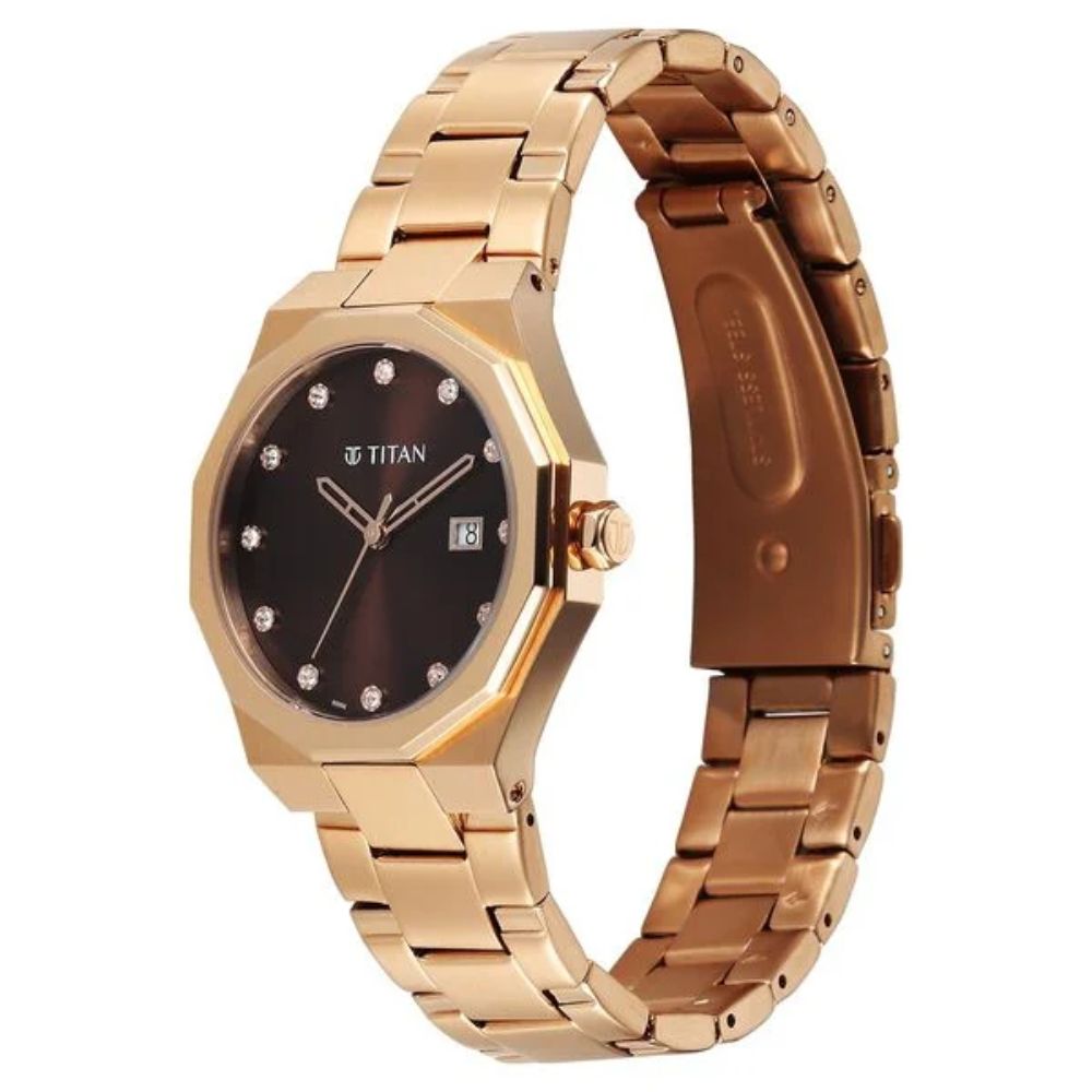 Titan Time Deluxe Brown Women's Watch 95376WM01