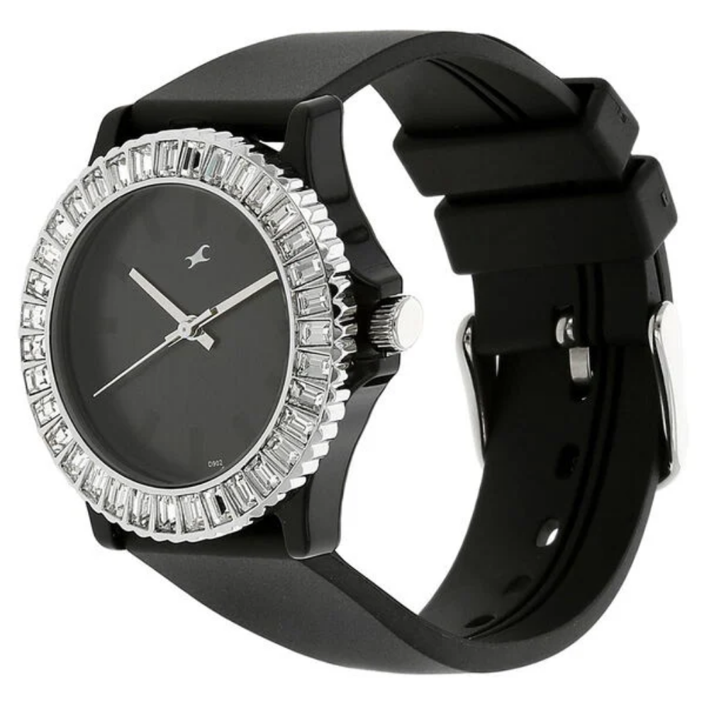 Fastrack Quartz Analog Black Dial Plastic Strap Watch for Girls 9827PP02