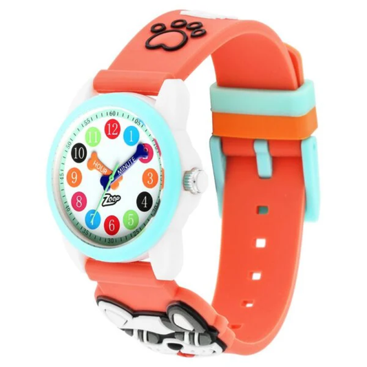 Zoop White Dial Orange Strap Boys Kids Analog Watch 26016PP03