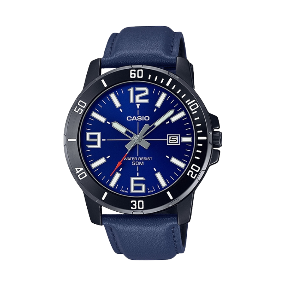 Casio Blue Leather Strap Men's Watch for MTP-VD01BL-2BV, MTP-VD01L-2BV | 10598085
