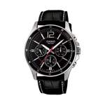 Casio Black Leather Strap Men's Watch MTP-1374L-1AV, MTP-1374PL-1AV | 10460322
