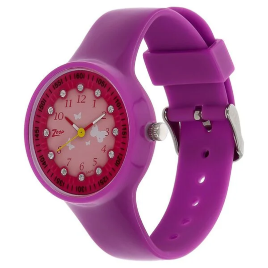 Zoop Pink Dial Purple Strap Girls Kids Analog Watch C4038PP03
