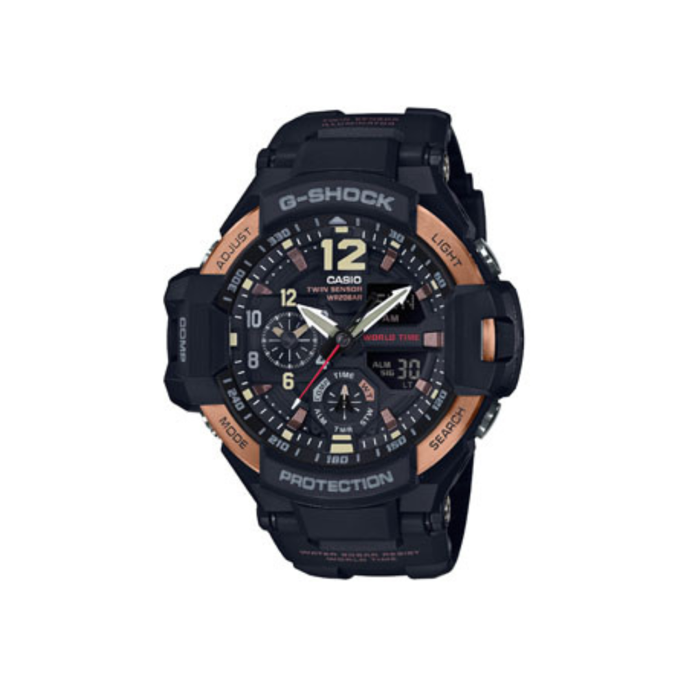 Casio Black Resin Strap Men's Watch GA-1100RG-1A | 10536680