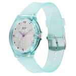 Zoop Glitter Grey Dial Green Strap Girls Kids Watch 26030PP02W