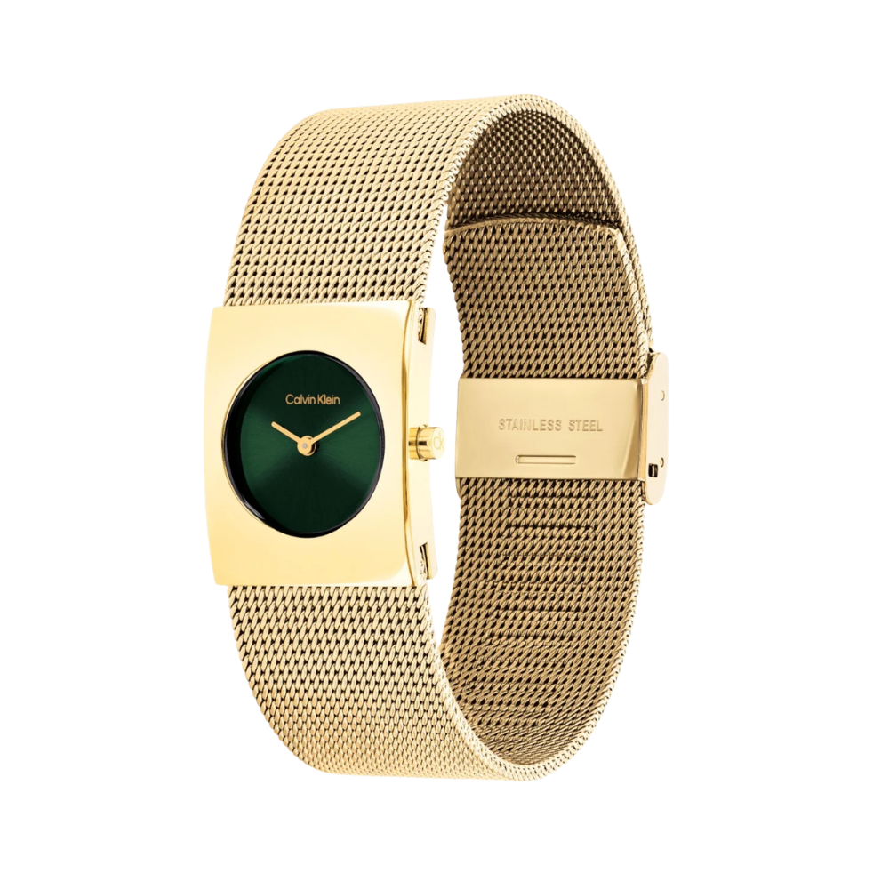 Calvin Klein Pulse Green Dial Women's Analog Mesh Watch 25100136