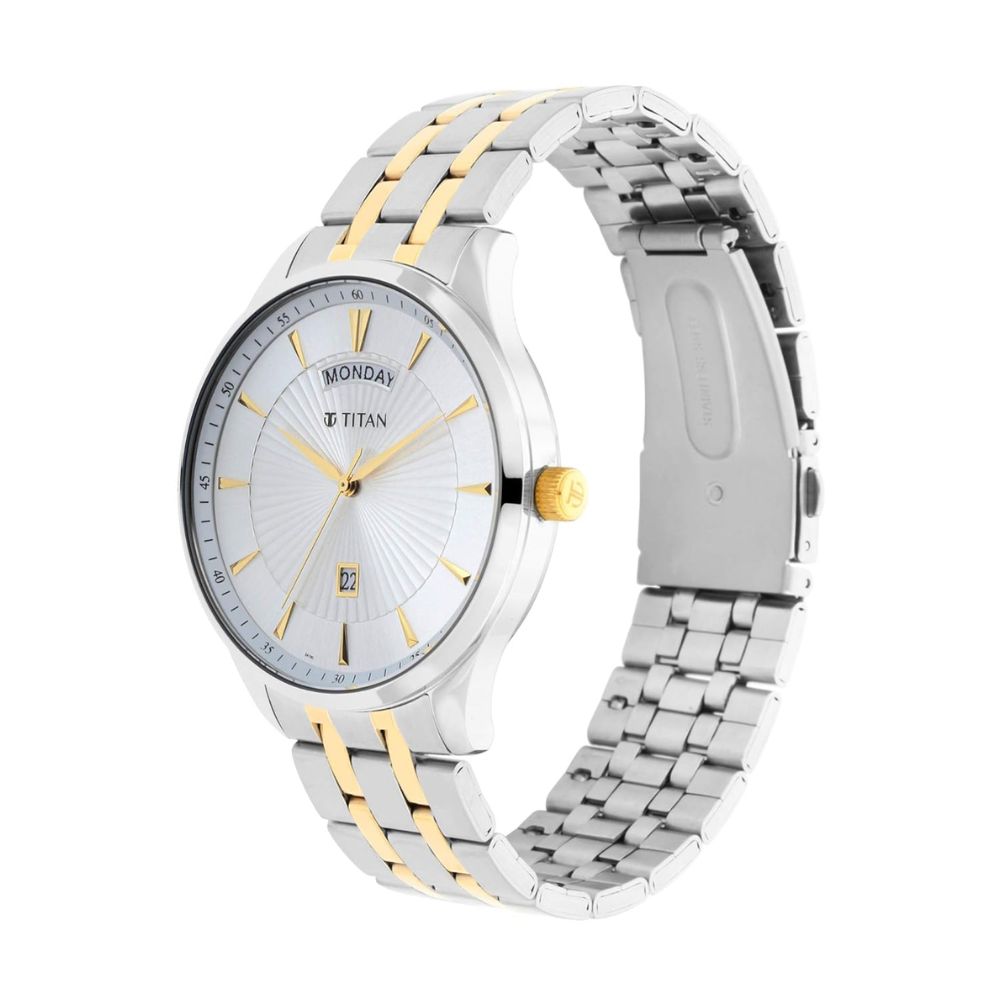 Titan Regalia Opulent Silver Two Toned Silver and Gold Men's Watch NT90127BM01