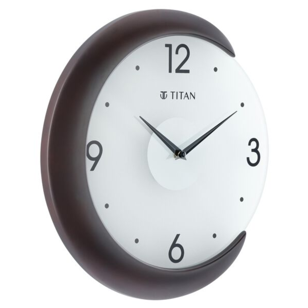 Titan Wooden Half Moon White Dial Wall Clock NSW0033WA01