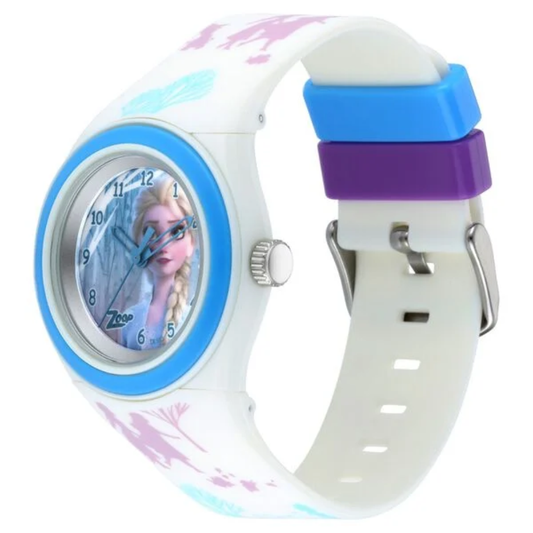 Zoop Disney Frozen Blue Dial White Strap Girls Kids Watch NSC4048PP43