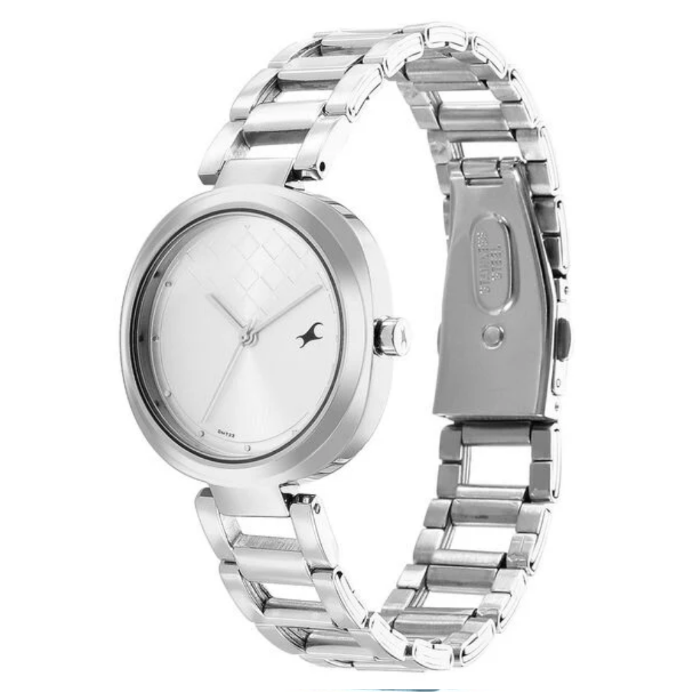 Fastrack Stunners Silver Dial Quartz Analog Watch for Girls- 6247SM02