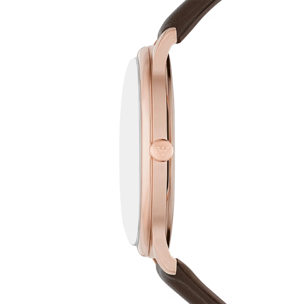 Emporio Armani Minimalist White Dial Men's Quartz Analog Leather Watch AR11572