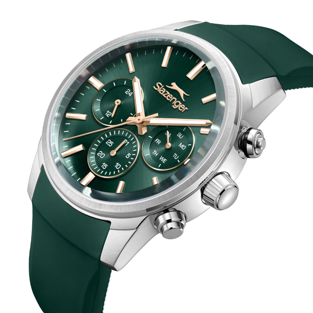 Slazenger Multifunction Green Dial Men's Watch Silicone Strap SL.09.2535.2.08