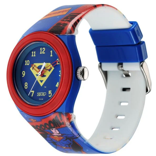 Zoop Justice League Superman Blue Dial Multicoloured Strap Watch for Boys Kids C4048PP56