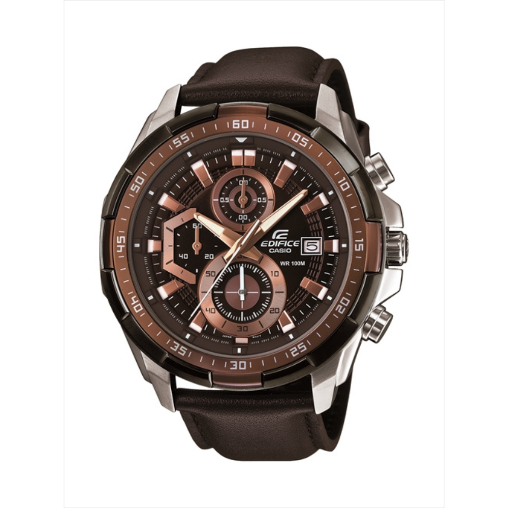 Casio Brown Leather Strap Men's Watch Edifice EFR-539L-5AV | 10473325