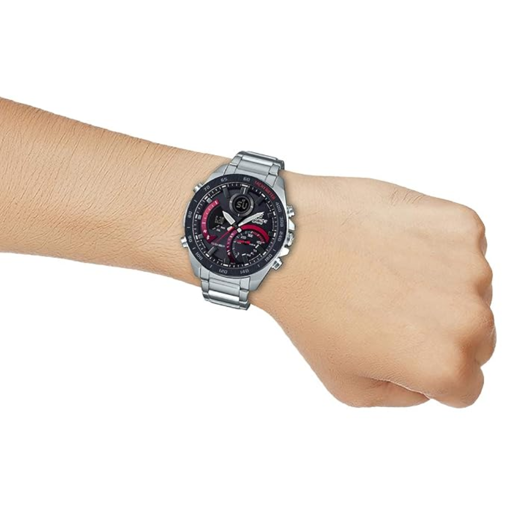 Casio Edifice Black & Red Dial Men Watch EX499 ECB-900DB-1ADR
