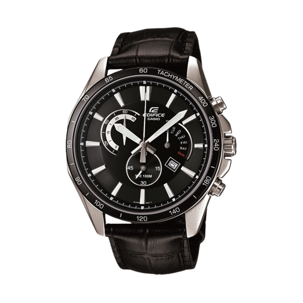 Casio Black Leather Strap Men's Watch EFR-510L-1AV | 10396061