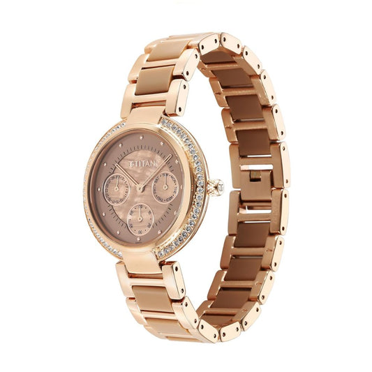 Titan Acetate Taupe Brown Women's Watch 95187KD03
