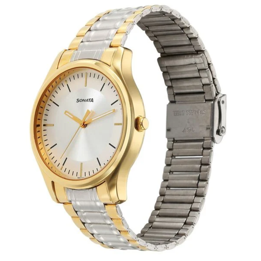 Sonata Traditional Essentials Silver Dial Men's Watch 77082BM01
