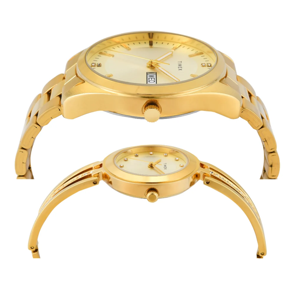 Timex Pairs Beige Round Analog Dial Women Watch TW00PR307