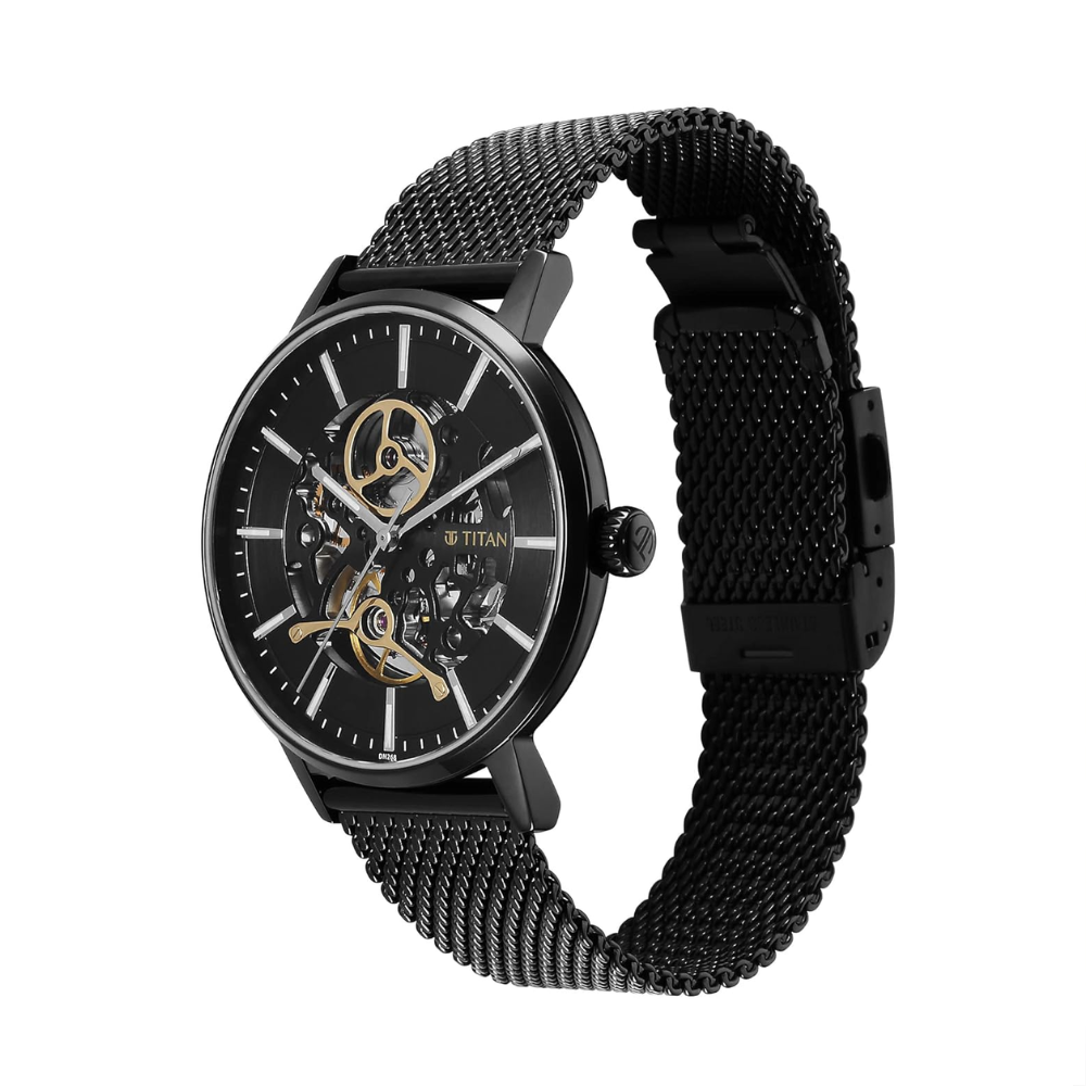 Titan Mechanical Slimline Black Men Watch 90159NM01