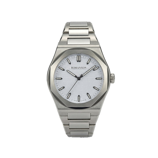Romanson Silver Men Watch RM4BS004MWLBU