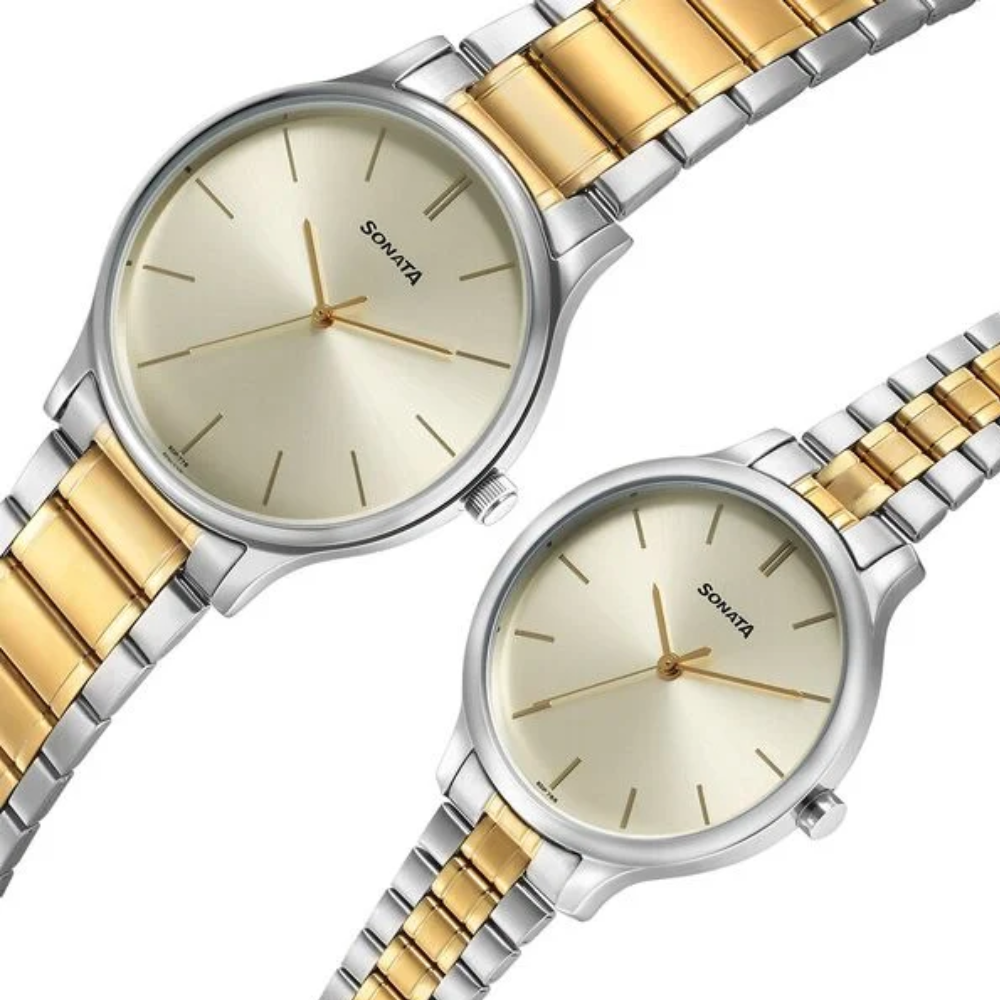 Sonata Pair Champagne Dial Couple's Watch 7710587050BM01