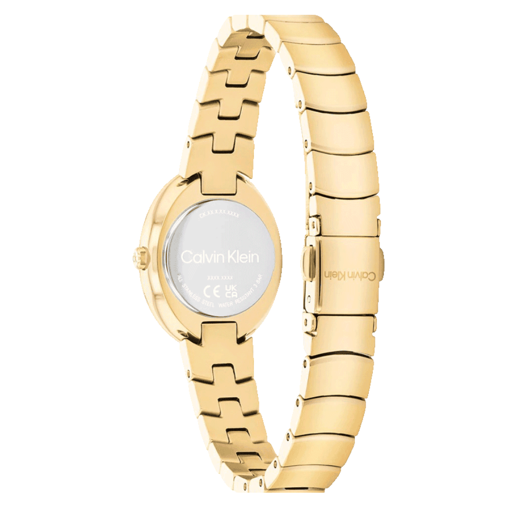 Calvin Klein Twisted Bezel Gold Dial Women's Analog Stainless Steel Watch 25100147
