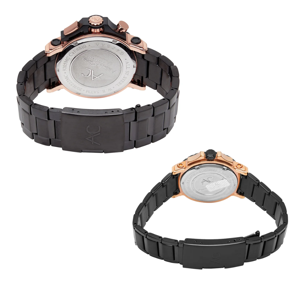 Alexandre Christie Multi-Function Black Couple's Watch 9205MCBFBRBA