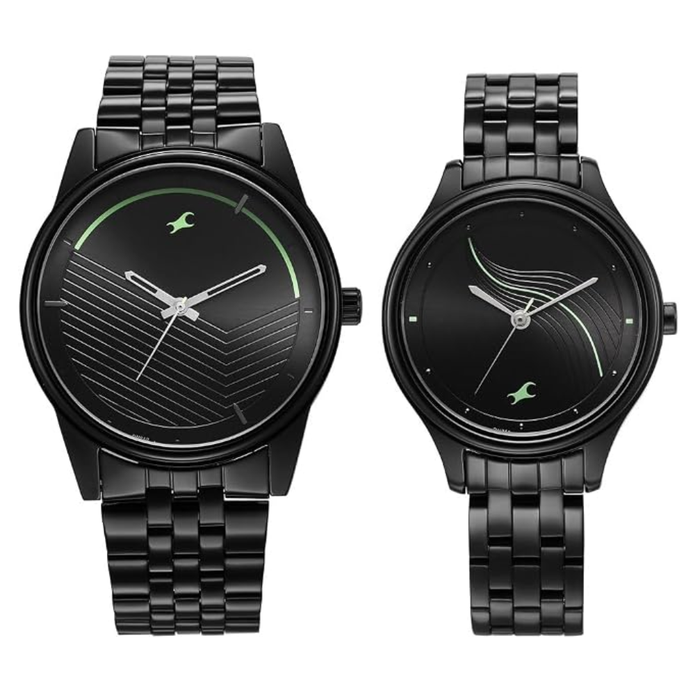 Fastrack Mismatched Black Dial Couple Watch NT33056296NM01