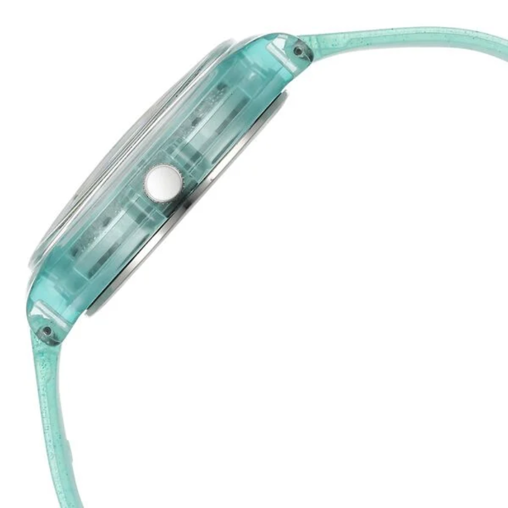 Zoop Glitter Grey Dial Green Strap Girls Kids Watch 26030PP02W