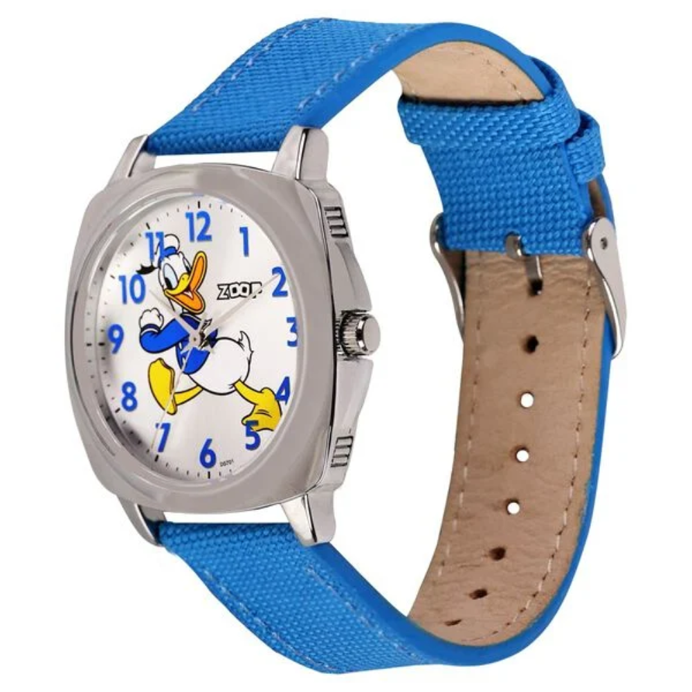 Zoop Disney Donald Duck Silver Dial Blue Strap Boys Kids Watch 16055SL02