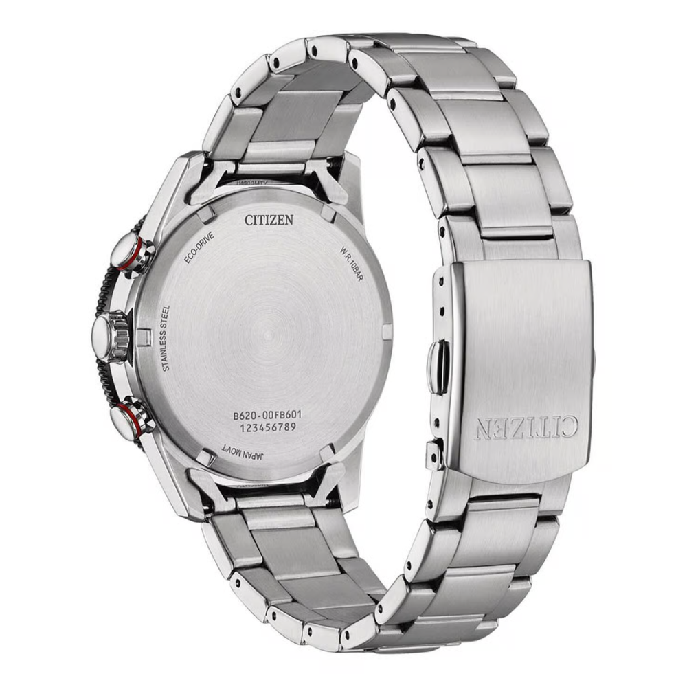 Citizen Solar Black Dial Men's Chronograph Stainless Steel Watch CA4714-55E