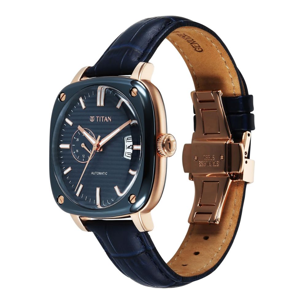 Titan Vintage Concealed Blue Men's Watch 90225KL02
