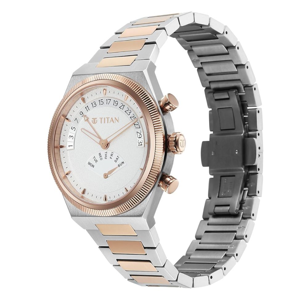 Titan Micromotors Dual Tone Pink Gold Men's Watch 90180KM01
