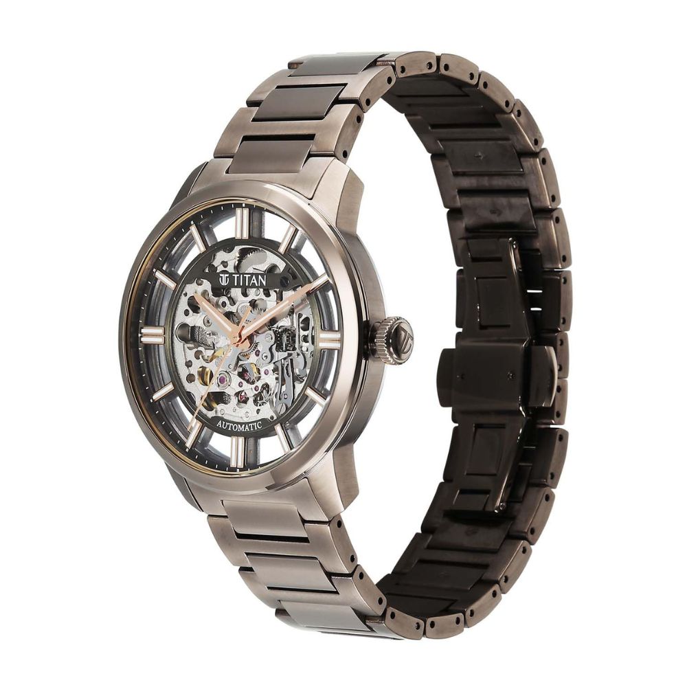 Titan See-Through Skeletal Copper Brown Men's Watch 90220QM01