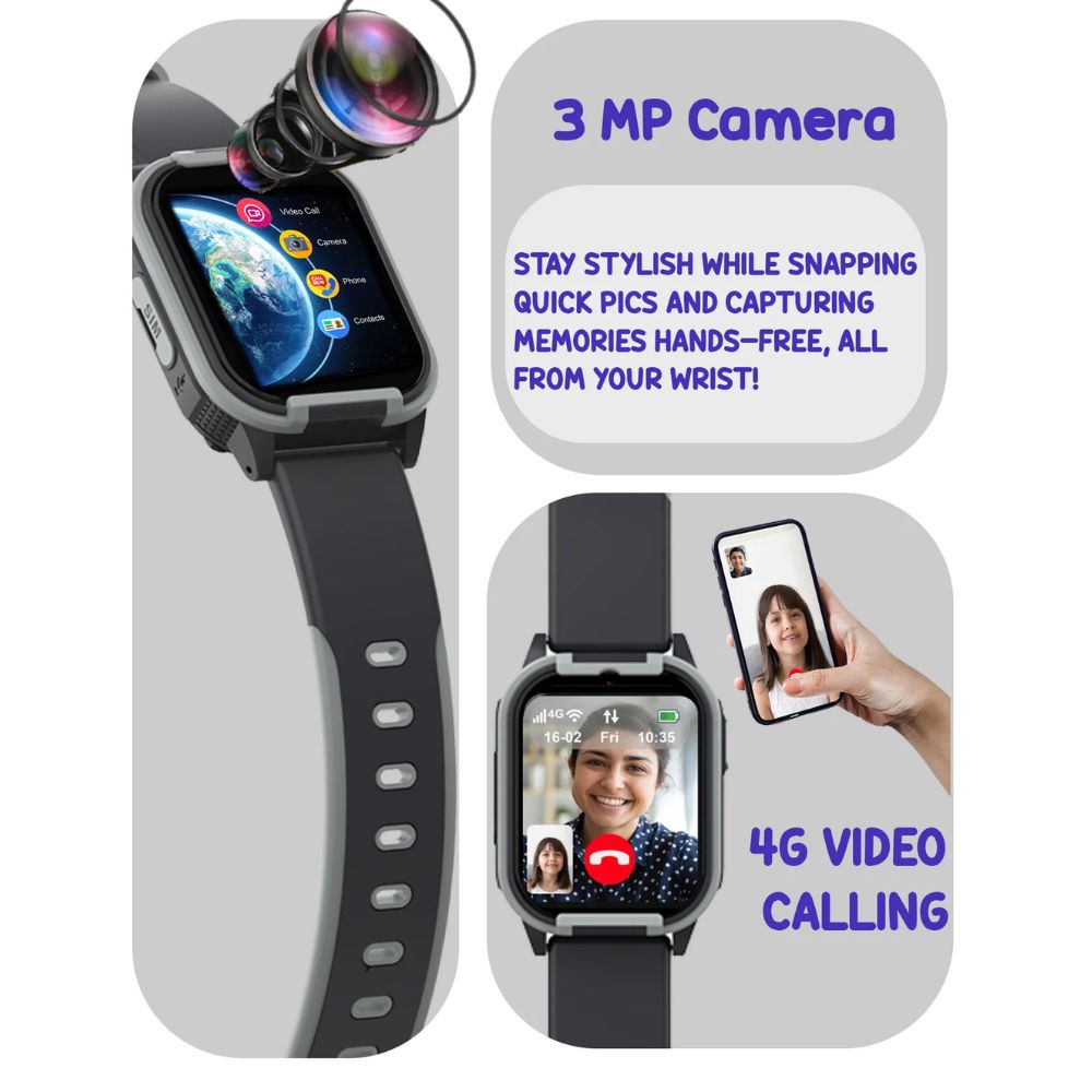 Spiky Gnome 4G Video Calling Grey Kids Watch