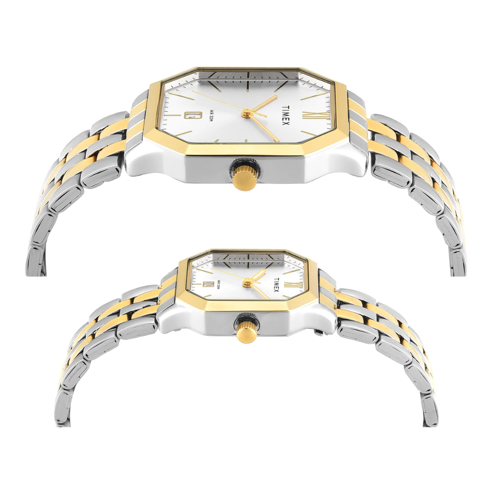 Timex Pair Silver Gold Unisex Watch TW00PR354
