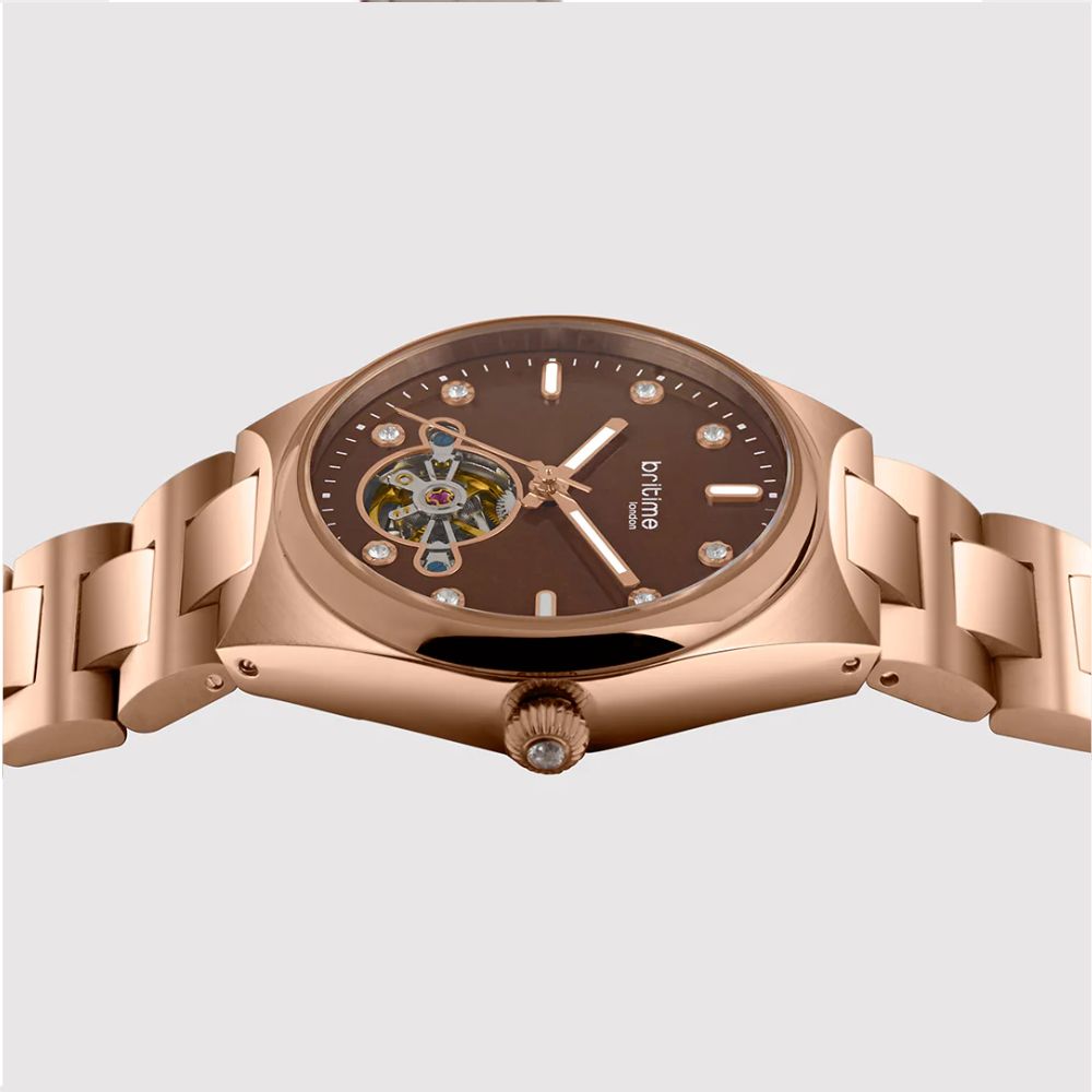 Britime Automatic Rose Gold Brown Women's Watch 2567-M30603