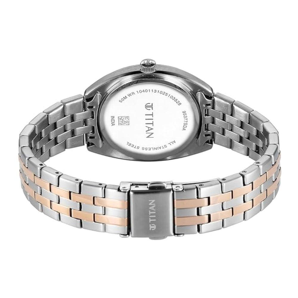 Titan Work Essentials Silver & Rose Gold Women's Watch 95377KM01
