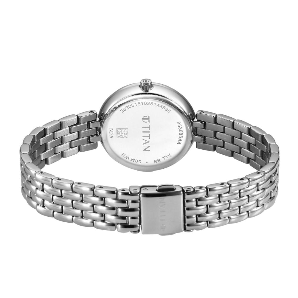 Titan Workday Wonders 2 Green Dial Silver Metal Strap Women's Watch 95368SM01